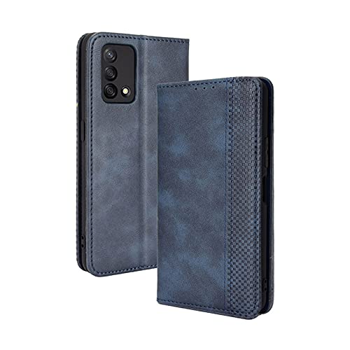 GOKEN Cover per Oppo A74 4G, Custodia Folio in Pelle Flip Wallet Libro Case con Portafoglio, Premium PU/TPU Magnetica Cover con Supporto di Stand/Carte Slot (Blu)