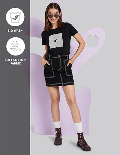 Image of Amazon Brand - Symbol Women's Graphic Cotton Half Sleeve Round Neck Regular Fit T-Shirt (Disney Assorted Prints) (Available in Plus Sizes)