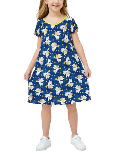 Bamboo Viscose Girls Nightgowns Short Sleeve Soft Pajama Dress for Girls