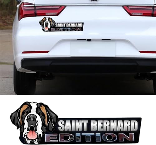 Image of Dog Edition Car Badges Laser Cutting Car Vehicle Emblem,3D Car Badge Automotive Decals Stickers Funy Animal Decor Car Accessories Gifts for Car Truck Rv Boat Exterior Decoration (Saint Bernard)