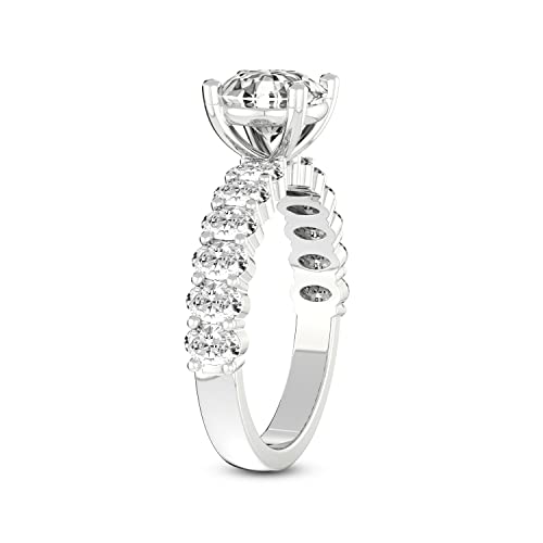 FRIENDLY DIAMONDS Lab Grown Diamond Ring For Women IGI Certified | 1-5 Carat Danica Side Oval Diamond Eternity Ring | 14K Or 18K White, Yellow Or Rose Gold | FG-VS Quality3