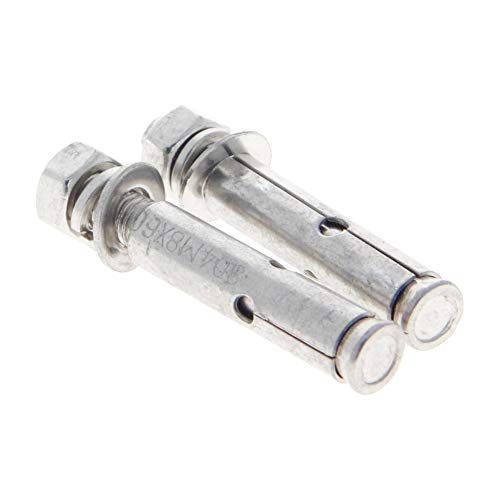 MroMax M8x60mm 304 Stainless Steel Expansion Bolts Hex Nuts Sleeve Anchor Fastener for Fence Home Installation Air Conditioning 2pcs
