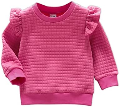 PATPAT Toddler Girl Sweatshirts Pullover Crewneck Shirts Long Sleeve Ruffle Tops 3-4 Years