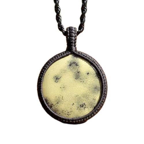 Collier en agate dentelle jaune LKBEADS contre le stress, bijou cordon cuir apaisant