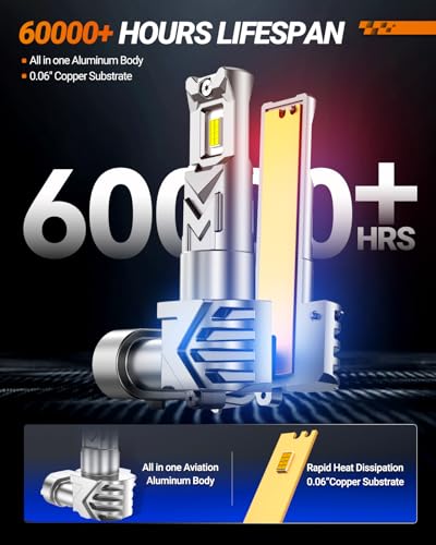 Image of SEALIGHT H10 9140 9145 LED Fog Light Bulbs, 17,000LM 800% Brighter H10 LED Fog Lights, 3500K Amber Yellow Strong Light Penetration, Super Bright, Plug and Play