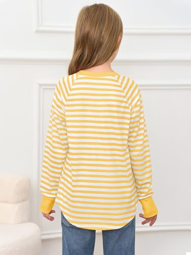 Image of Haloumoning Girls Striped Long Sleeve Shirts 5-14 Years