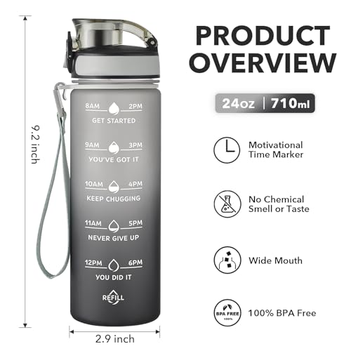 Image of Enerbone 24 oz Water Bottle, Leakproof BPA & Toxic Free, Motivational Water Bottle with Times to Drink and Straw, Fitness Sports Water Bottle with Strap for Office, Gym, Outdoor Sports