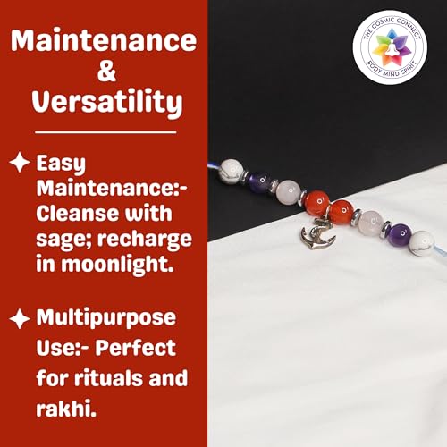 Image of Student Healing Crystal Rakhi for Brothers Study Aid, Boosts Focus, Chakra Balance, Reiki Charged