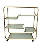 SHENJMAI Servierwagen Servierwagen for Hotelspeisen, Bankettwagen, Edelstahl, Glas, mehrschichtiger Aufbewahrungswagen, vergoldet, dekorativer