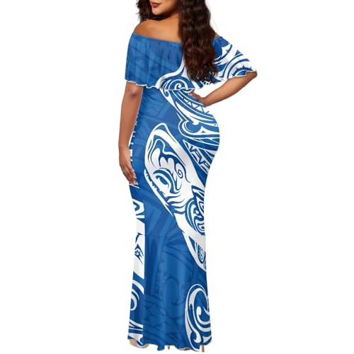 Image of Polynesian for Women S-7XL Off Shoulder Maxi Dress Hawaiian Summer Dresses