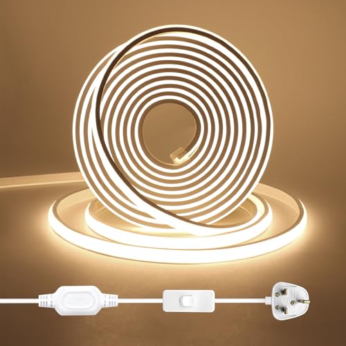 KISUFU 220V COB LED Strips,Waterproof LED Strip Lights with 288LEDs/m,high Density Silicone LED Fairy Light,IP65 LED Strip for Kitchen,Bathroom,Camping Decorative Lighting (0.5m, Natural White)