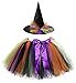 Produktbild Kiniris Kostüm Halloween Hexe Tutu Kind Mädchen/Damen Rock Tüll Bunte Fliege Kostüm Mit Kapuze Schwarz Cosplay (Lila, 4-7 Jahre)