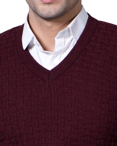 Image of Men Woolen V-Neck Solid Plain Design Sleeveless Pullover Heavy Rainbow Fabric Winter Wear Pure Wool Cardigan for Men Fully Warm Pullover Free Sizes