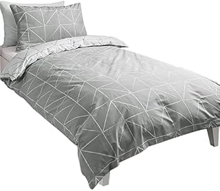 wilko Grey Open Triangle Geo Single Duvet Set, Polycotton Washable Reversible Duvet Set, H1 x W200 x D135cm