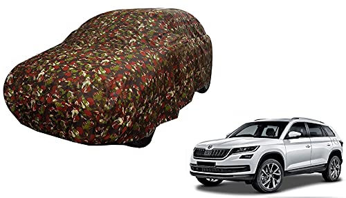 Image of Auto Hub Car Cover Compatible with Skoda Kodiaq with Weather Proof, Triple Stitched, Kodiaq Car Cover Jungle Look