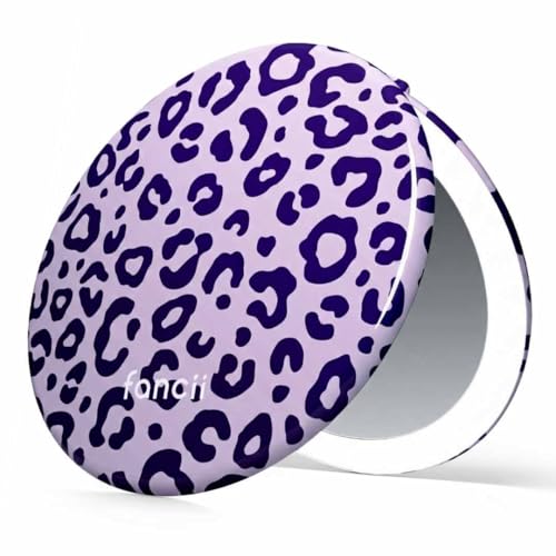 Image of Fancii Taylor LED Lighted Travel Makeup Mirror, Rechargeable, 10x /1x Magnifying, Tru-Glow Lighting System, XL Large 5 inch Wide | Compact Mirror for Purses (Cheetah Crush)