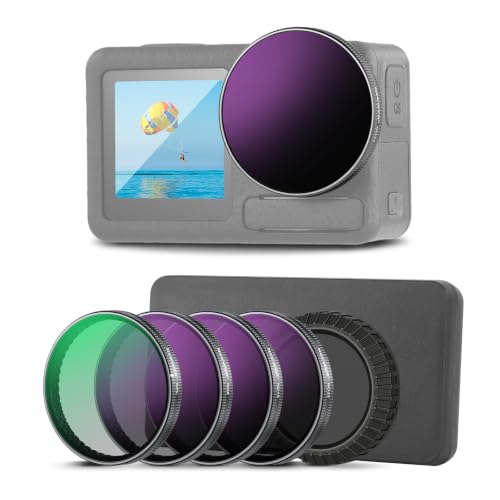 NEEWER ND Filter Set Compatible with DJI Osmo Action 5 Pro/4/3 (4 Pack) ND8/16/32 CPL Circular Polarizing Filter Polarizer Neutral Density Snap On Action Camera Accessories with Lens Cap FLA01