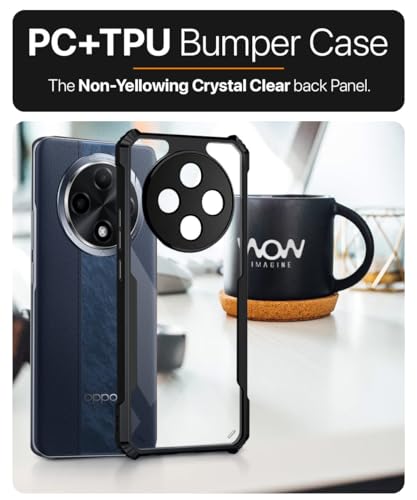 Image of WOW IMAGINE Thermoplastic Polyurethane Shock Proof Clear Protective Back Case For Oppo F27 Pro Plus 5G-Airedge Technology|360 Degree Camera Protection|Transparent Hybrid Back Case Mobile Cover-Black