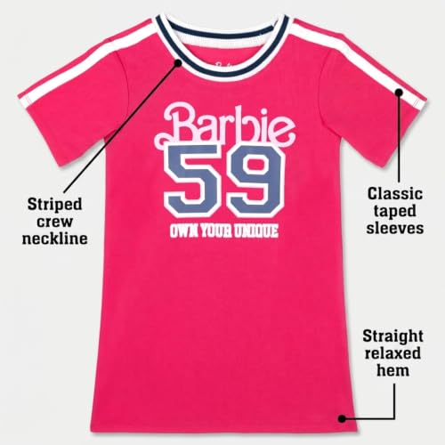 Barbie Toddler Girls' Short Sleeve Mesh T-Shirt Dress Fuchsia Purple 3T - image 8