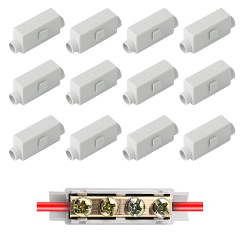 Image of 12 Pcs Splice Brass Terminal Block, 100A 1000V High Power Wire Cable Connector 2.5-16mm² Wire Universal with Double Screws and Flame Retardant Shell for Switch Wiring
