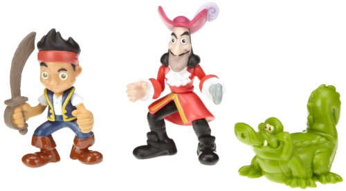 Jake y Los Pirata de Nunca Jamás Mattel W5262 Fisher-Price Disney Figuras de Jake, Capitán Garfio y Cocodrilo Tic TAC (3 Piezas)