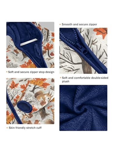 Squirrels Pine Cones and Maple Tree Girls Fleece Jacket Girls Fall Jacket Boys Coats Zip Up Hoodie Children Outerwear 2-10T3