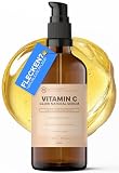 BIO Vitamin C Serum hochdosiert 10%: 6-Fach Anti Aging & Anti Falten Komplex; Gegen dunkle Pigmentflecken; Mit Hyaluronsäure & Aloe Vera; Naturkosmetik 100% vegan; Made in Germany (100ml)