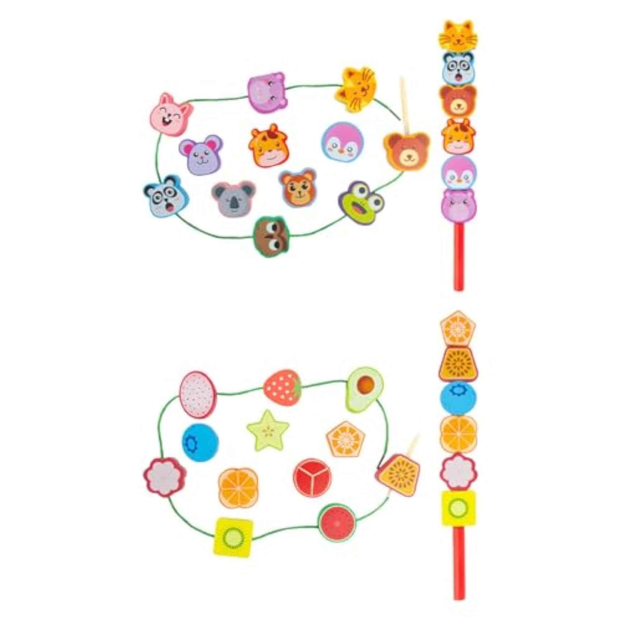 Wooden Lacing Beads for Toddler Stringing Activities
