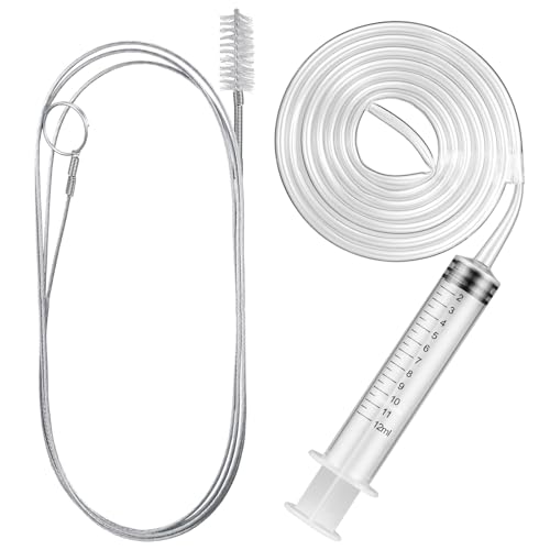 Gisafai 3 Pcs 36 Refrigerator Cleaning Kit with 12 ml Syringe Compatible with Water Line for 1.5m Flexible Refrigerator Scrub Brush Flexible Feeding Tube Brush for Ice Maker Dispenser