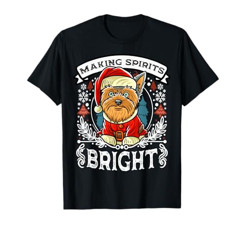 Yorkshire Terrier Spirits Bright Christmas Dog Camiseta