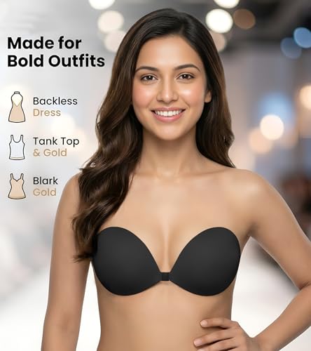 Image of Enclave Silicone Adhesive Bra for Women, Reusable Push-Up Design with Front Clasp, No-Show Fit for Strapless, Backless & Plunge Outfits