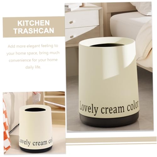 Cabilock Caneca de Basura Plástica Grande Capacidad Doble Capa Beige miniatura 7