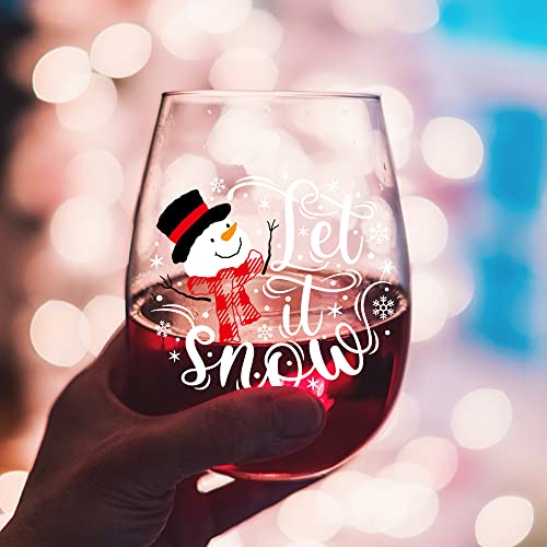 Dyjybmy Let Is Snow Christmas Wine Glass, Christmas New Year Gifts For Women, Christmas Wine Glass For Women Men Sister Friends, Wine Glass For Thanksgiving Christmas Wedding Party #TOP2