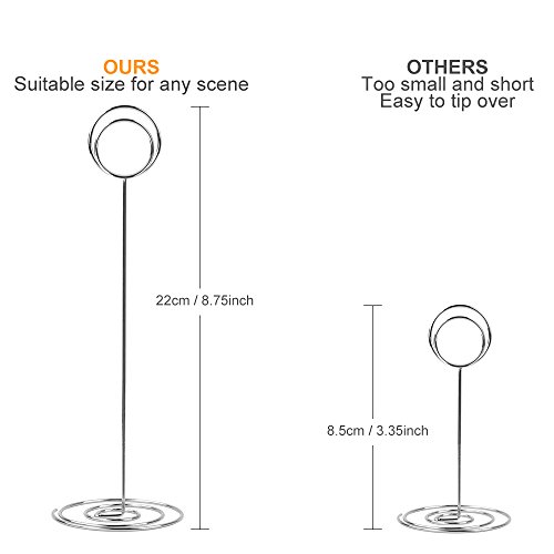 10 Pack 8.75 Inch Tall Table Number Holders Place Card Holder Table Picture Holder Wire Photo Holder Clips Picture Memo Note Photo Stand (Silver) #TOP1