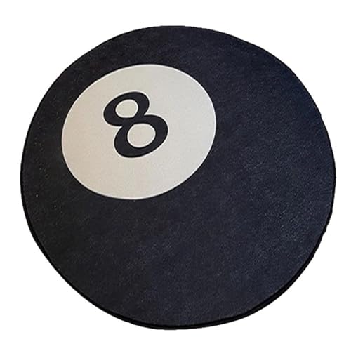 ARROMI 60cm 8 Ball Rug Black Circle Rug Cool Rugs Soft Floor Mat Billiard Ball Design Carpet for Bedroom Living Room Game Room Decor