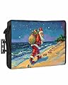 DecorLovee Outdoor TV Cover 80 to 85 Inches Weatherproof & Waterproof, Coastal Santa Christmas Outdoor TV Enclosure with Remote Control Pocket, Blue Xmas Beach Seaside TV Screen Protectors