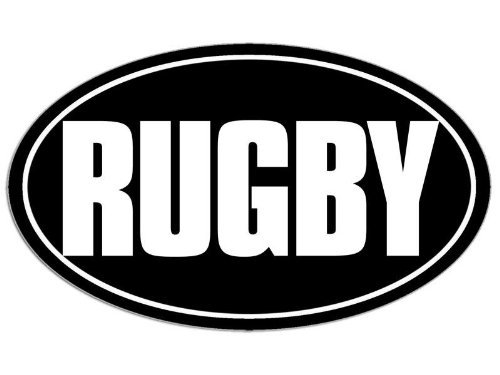 Black Oval Rugby Sticker - Durable Car Bumper Decal For Sports Fans