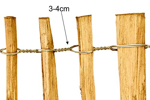 Staketenzaun mit Pfosten aus Haselnuss Höhe 35 cm Länge 500 cm imprägnierter Zaun mit gut gespaltenen Stäben und sicheren Spitzen zur Einzäunung und Abgrenzung von Beeten Lattenabstand: 3-4 cm