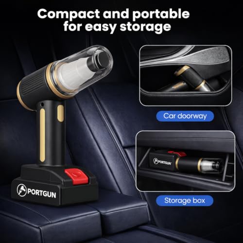 Image of PORTGUN 21000 Pa Cordless 4 in 1 Portable Car Vacuum Cleaner & Blower