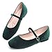 TN TANGNEST Mary Jane Flats for Women Retro Square Toe Ballet Flats Comfortable Buckle Strap Flats Casual Slip On Flats Dark Green 43(10)