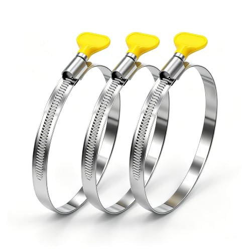 Dianrui 3 PCS Dryer Hose Clamp 4 Inch Hose Clamp Stainless Steel Thumb Screw Hose Clamps for Dryer Vent Clamp, Dust Collection Hose, Automotive Fuel Line and Plumbing (91-114mm)