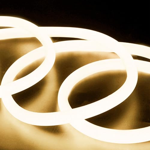 HAASHADA LED Neon Strip Light, Dimmable 360 Degree All Angle Lighting AC 110-130V 3.3FT Super Bright Waterproof Neon Sign Rope String Light for Lighting Improvement and Decor (Neutral White 4500K)