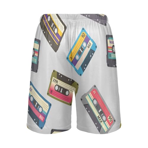 J JOYSAY Vintage Music Tape Gray Pajama Shorts Mens Lounge Sleep Shorts Super Soft Men Pajama Bottoms3