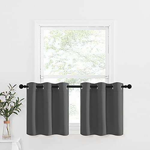 NICETOWN Kitchen Blackout Window Treatment - Thermal Insulated Valance Home Decor Blackout Grommet Tier Curtains Drapes for Small Window (42W by 24L 1