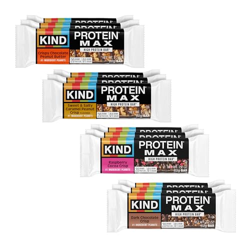 KIND Protein MAX Bars Variety Pack, Gluten Free, Low Sugar, High Fiber Snacks, Crispy Chocolate...