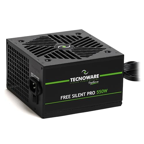 Tecnoware Fuente de alimentación Free Silent Pro 550W ATX para PC avanzados con Tarjeta gráfica NVIDIA GeForce GTX - RTX, Ventilador silencioso, Conectores PCI-E, CPU 4+4, SATA, Molex.