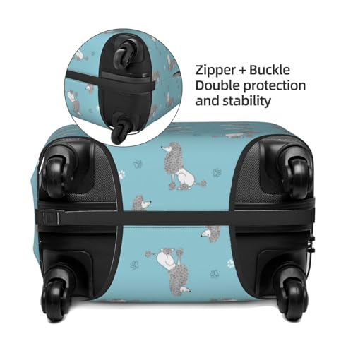 Cute Poodle Dog Green Luggage Cover Protector Anti-Scratch Washable Fits 18-32 Inch Luggage-Small4