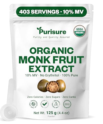 Organic Monk Fruit Extract Powder, 125g (4.41oz), No...