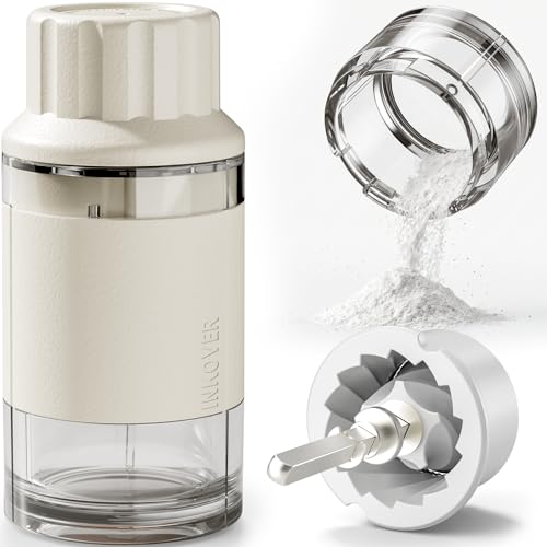 GAONLY Ceramic Core Small Pill Crusher Fine Powder Manual Pill Grinder for Elderly & Pets Free Twist-to-Grinder for Arthritic Hands Crushes Meds/Vitamins to Fine Powder (White)