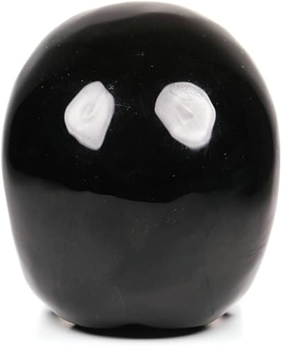 Miniatura 4 de Estatua de calavera de cristal de obsidiana negra de 5.0 pulgadas, súper realista, piedra curativa de cristal, escultura de piedra preciosa tallada